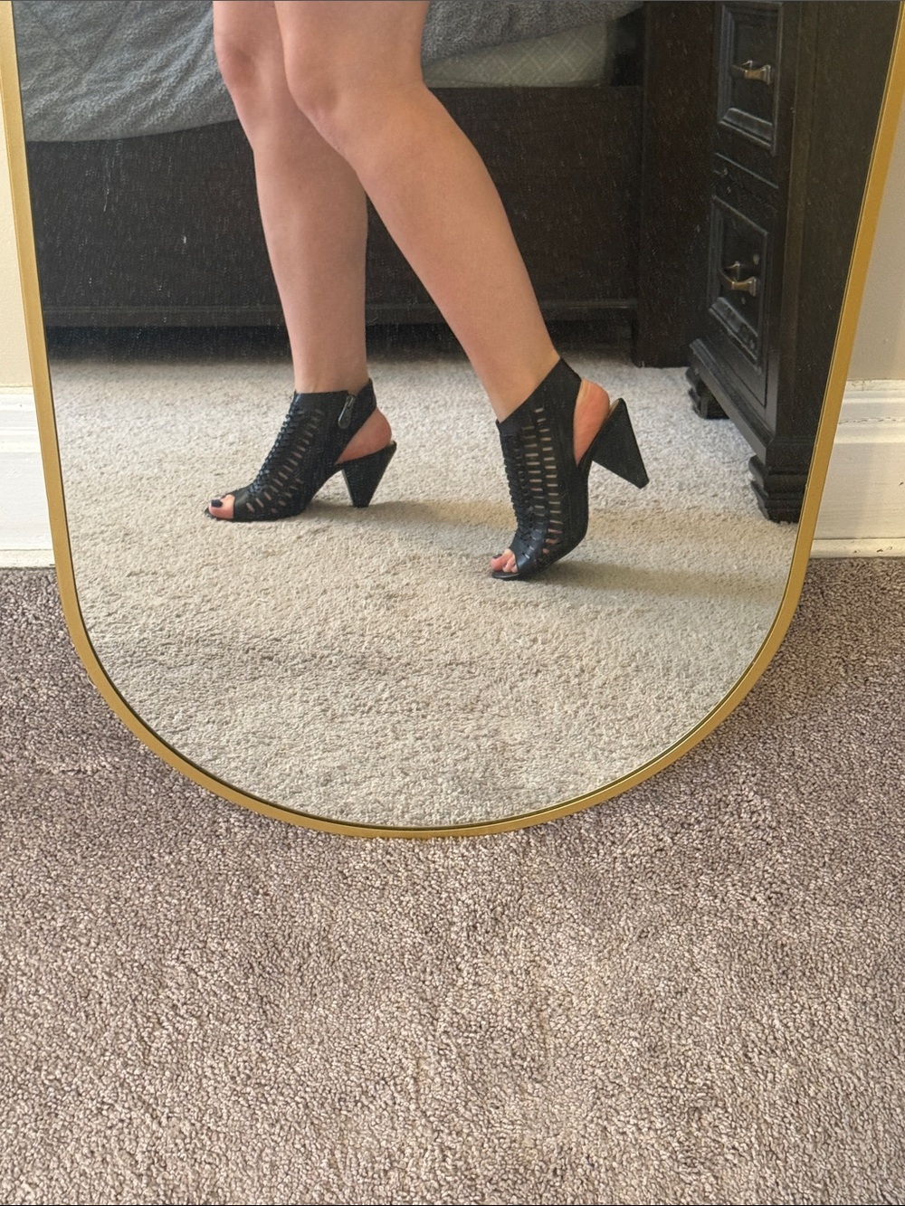 Women’s Black Peep-Toe Woven Heels